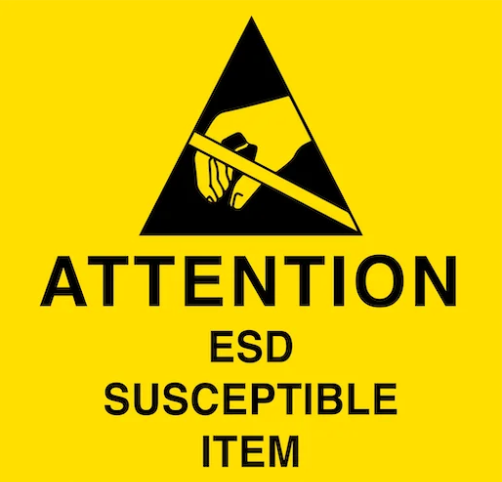 Label 2x2 "Attention ESD Susceptible Item" Yellow 1000/RL