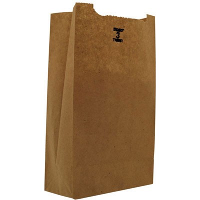 3# Paper Bag, 30-Pound Base Weight, Brown Kraft, 4-3/4x3-9/16, 500-Bundle