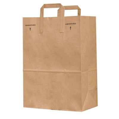 1/6 BBL 70# Paper Bag, E-Z Tote Handle Sack, Brown, 300-Bundle