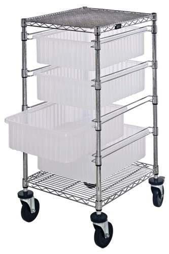 Clear-view dividable grid bin carts 21" x 24" x 45"