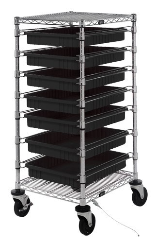 Quantum bin carts with conductive dividable grids 