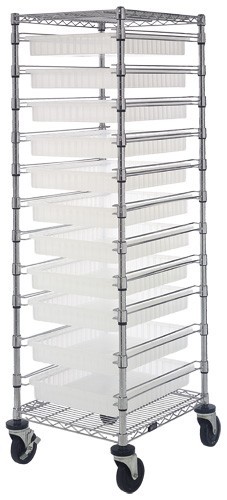 Bin Cart with Clear Dividable Grid Containers 21" x 24" x 69"