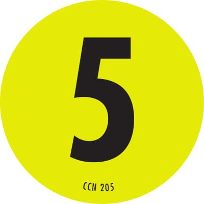 Label Paper 2" Dia "5" Permanent Flor. Chartreuse/Black 1000/RL