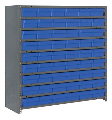 Euro Drawer Shelving Closed Unit - Complete Package 12" x 36" x 39" Blue