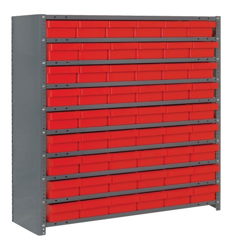 Euro Drawer Shelving Closed Unit - Complete Package 12" x 36" x 39" Red