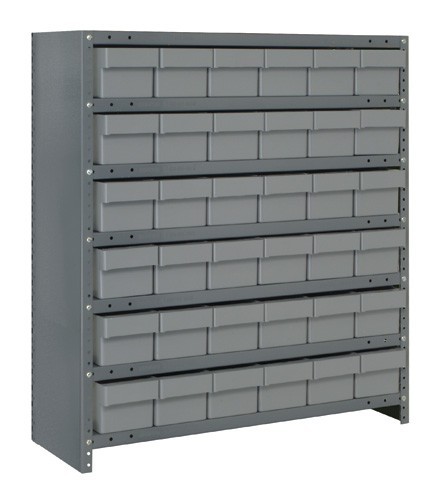 Euro Drawer Shelving Closed Unit - Complete Package 12" x 36" x 39" Gray