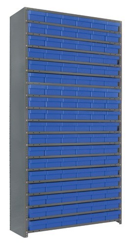 Euro Drawer Shelving Closed Unit - Complete Package 12" x 36" x 75" Blue