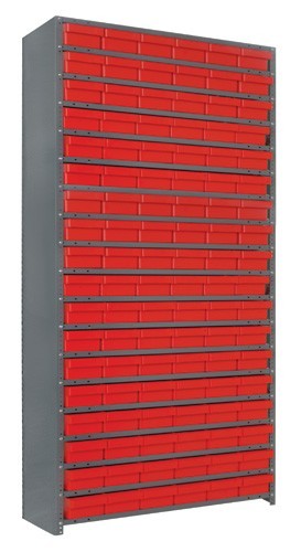 Euro Drawer Shelving Closed Unit - Complete Package 12" x 36" x 75" Red