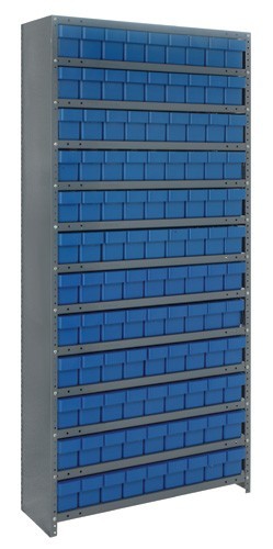 Euro Drawer Shelving Closed Unit - Complete Package 12" x 36" x 75" Blue