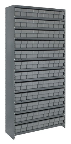 Euro Drawer Shelving Closed Unit - Complete Package 12" x 36" x 75" Gray