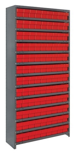 Euro Drawer Shelving Closed Unit - Complete Package 12" x 36" x 75" Red