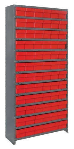 Euro Drawer Shelving Closed Unit - Complete Package 12" x 36" x 75" Red