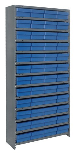 Euro Drawer Shelving Closed Unit - Complete Package 12" x 36" x 75" Blue