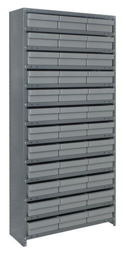 Euro Drawer Shelving Closed Unit - Complete Package 12" x 36" x 75" Gray