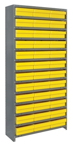 Euro Drawer Shelving Closed Unit - Complete Package 12" x 36" x 75" Yellow