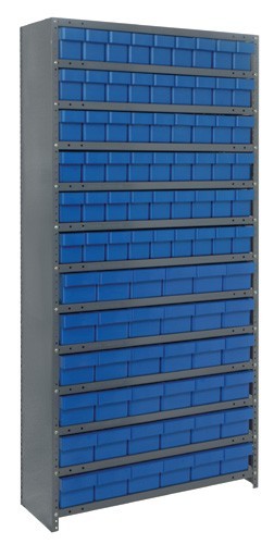 Euro Drawer Shelving Closed Unit - Complete Package 18" x 36" x 75" Blue