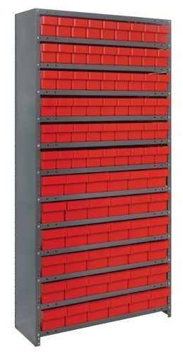 Euro Drawer Shelving Closed Unit - Complete Package 18" x 36" x 75" Red