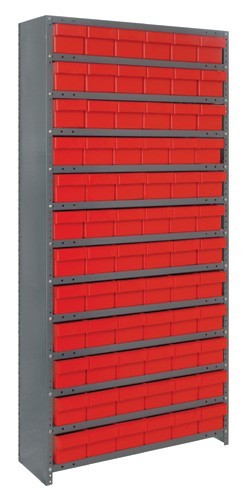 Euro Drawer Closed Shelving System 24" x 36" x 75" Red