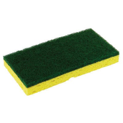 Medium-Duty Scrubber Sponge, 3 1/8x6 1/4 in, Yellow/Green