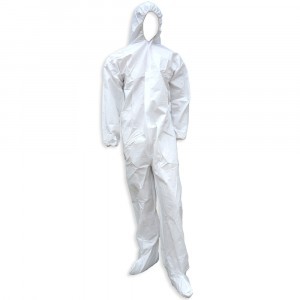 Coverall Microporous Zipper Front w/Hood No Boot Elastic Wrist Large 25/CS