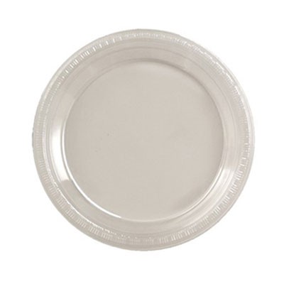 Plastic Dinnerware, Plate, 7" Diameter, Clear