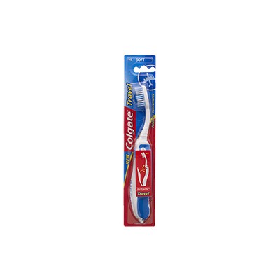 Folding Travel Toothbrush, Soft, Plastic, White/Blue