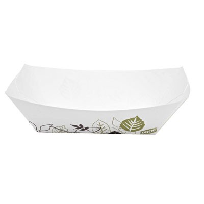 Kant Leek Polycoated Paper Food Tray,1-comp, White/Green/Burgundy, 6.25x4.69x3
