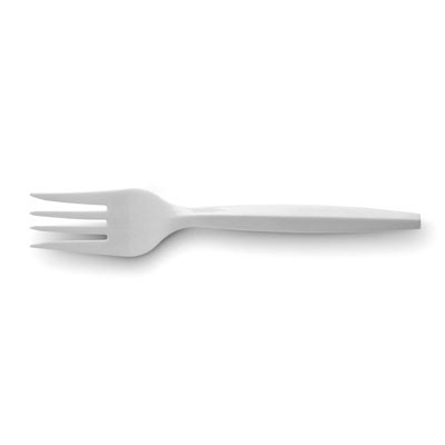 SmartStock Plastic Cutlery Refill, 5.8in, Fork, White, 40/Pack
