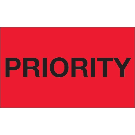 Label 3x5 Priority Black on Red 500/RL
