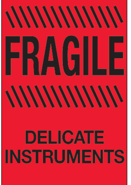 Label 4x6 "Fragile-Delicate Instruments" Fluorescent Red 500/RL