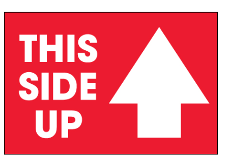 Label 2x3 "This Side Up" Fluorescent Red 500/RL