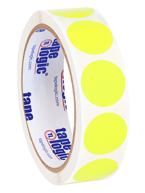 Label 1" Fluorescent Yellow inventory circle 500/RL