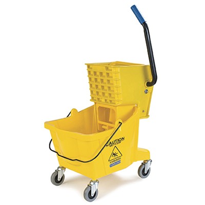 Side-Press Bucket/Wringer Combo, Yellow, 26qt, 18 1/2dia x 16 1/2w x 16 1/2h