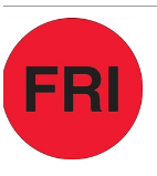 Label 1" "Friday" Flourescent Red 500/RL