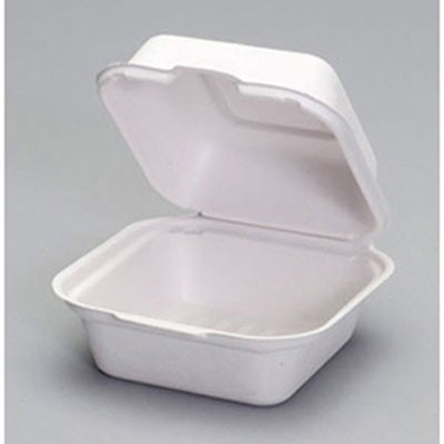 Harvest Fiber Large Hinged Containers, 5.7w x 5.7d x 3h, Plastic, White