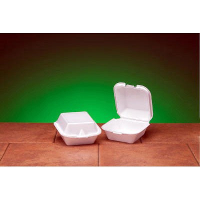 Snap-It Foam Hinged Sandwich Container, 5-4/5x5-2/3x3-1/8, White, 125/Bag