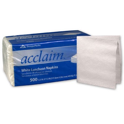 Luncheon Napkins, 1-Ply, 12.5x11.5, White, 500/pack