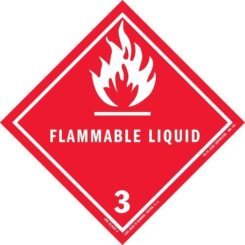 Label Class 3 4x4 "Flammable Liquid 3" RED/WHT 500/RL