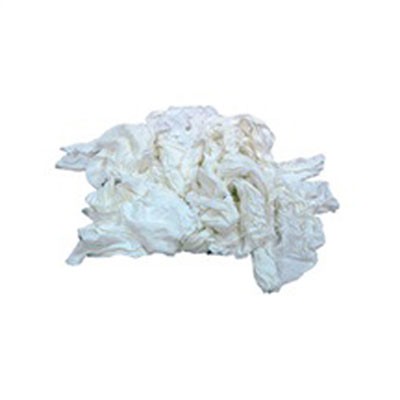 Bleached White T-Shirt Rags, Multi-Fabric, 25 lb Polybag
