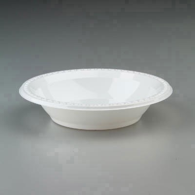 Plastic Bowls, 32 Ounces, White, Round, Heavyweight, 125/Pack
