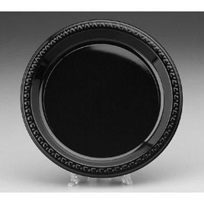 Heavyweight Plastic Dinnerware, Plate, 9", Round, Black