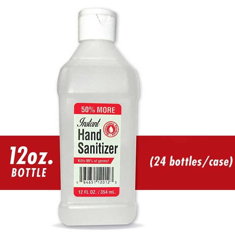 Hand Sanitizer 62% Ethyl Alcohol 12oz Flip Top Bottle 24/CS