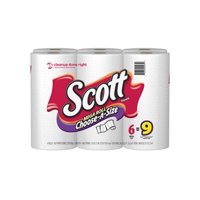 SCOTT Towel Choose-a-Size Mega Roll, White, 102/Roll