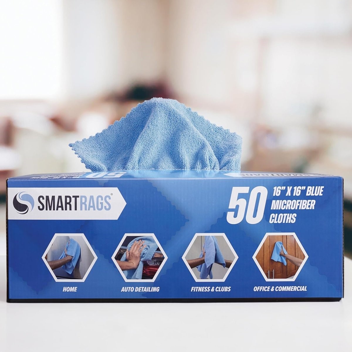 Cloth Microfiber SmartRags Pop-Up Box 16"x16" Blue 50/Box