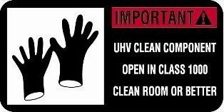 Label CR 2x1 GLOVES "Important! UHV Clean Component" Perf 1,000/RL