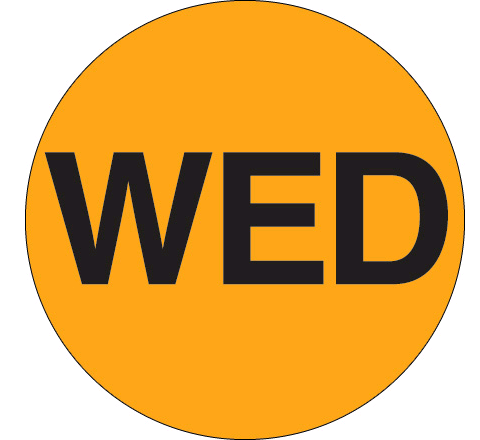 Label 2" "Wednesday" Flourescent Orange 500/RL