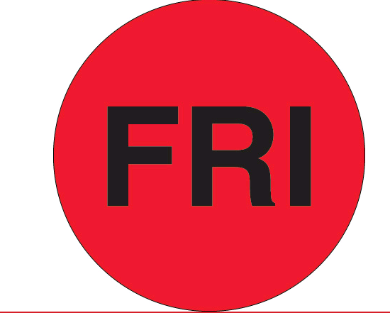 Label 2" "Friday" Flourescent Red 500/RL