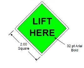Label 2x2 "Lift Here" Green Poly W/Liner 1000/RL