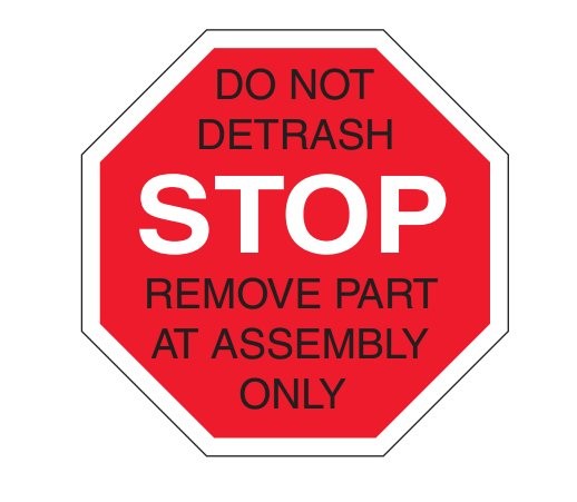 Label 4x4 "Stop Do Not Detrash" Octagon RD/BLK/WHT 500/RL