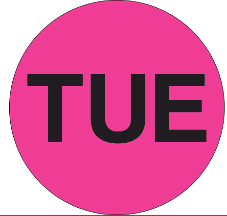 Label 2" "Tuesday" Flourescent Pink 500/RL